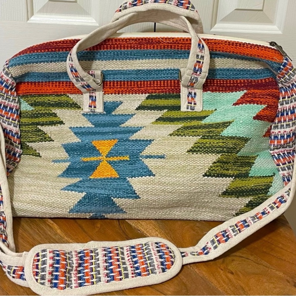 LAST ONE! Large Multicolor Aztec Duffel Weekender Bag NEW